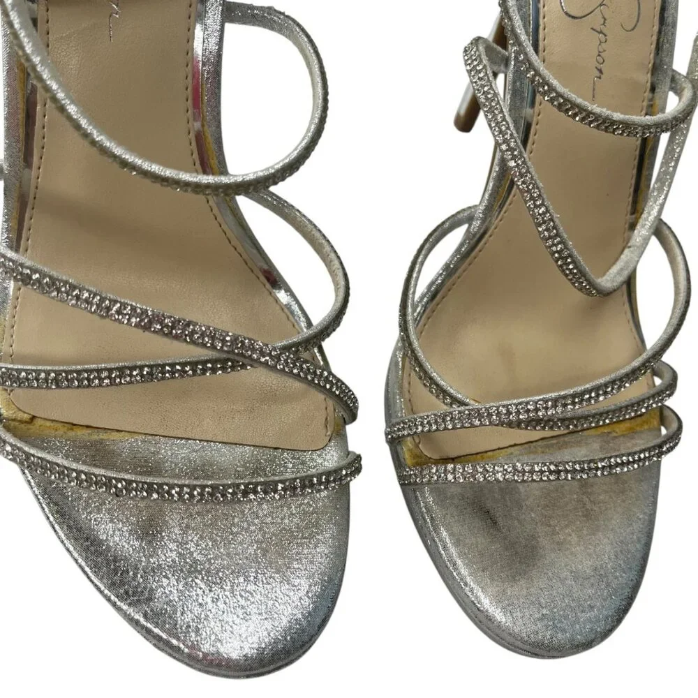 Jessica Simpson Jaeya High Heel Sandals In Platinum Size 9M